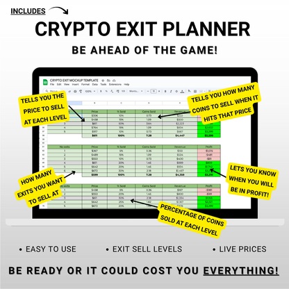 Crypto Exit Strategy Bundle: Google Sheets Portfolio Tracker/Planner - Digital Download)